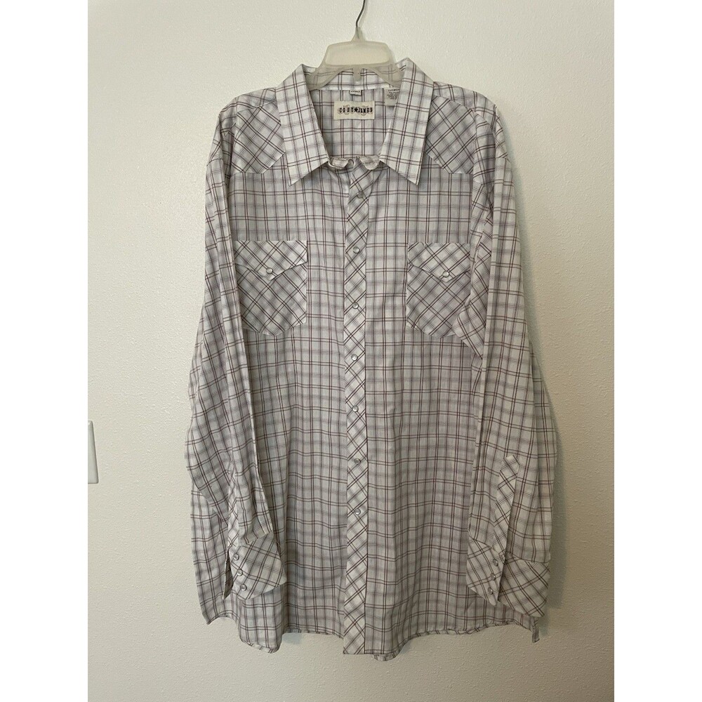 Cody James Mens 3XLT White/Brown/Blue Plaid Western Button Down Shirt Nice!